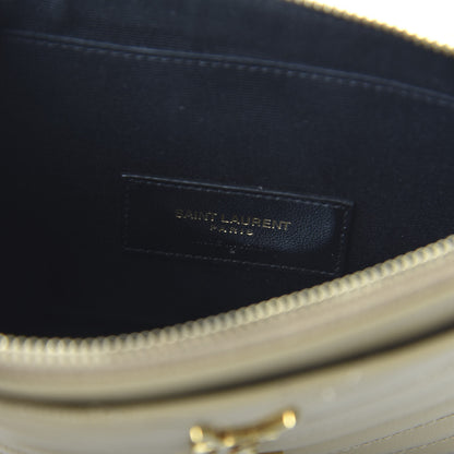 Saint Laurent Grain De Poudre Chevron Monogram Large Bill Pouch Cork 8 of 9