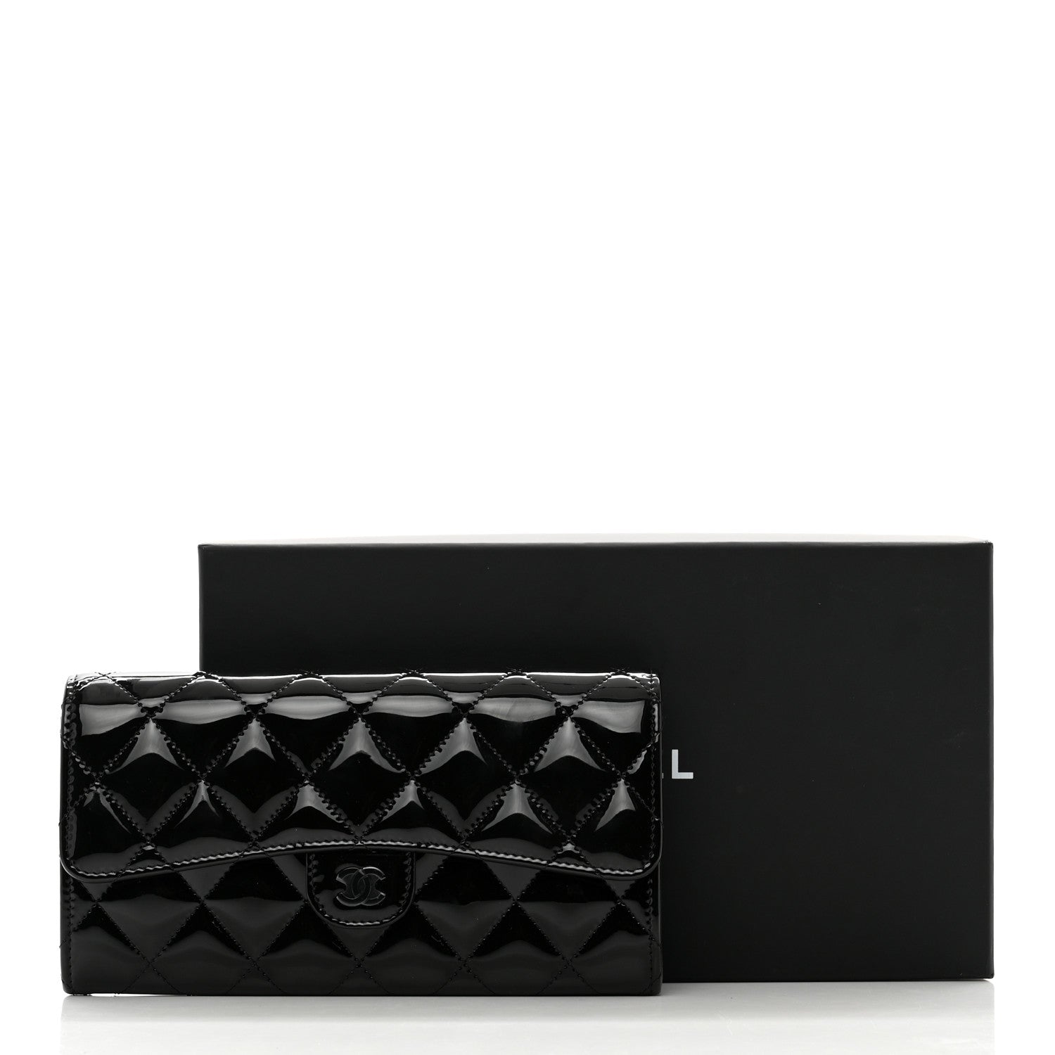 Chanel Patent Quilted Large Gusset Flap Wallet So Black 9 of 9