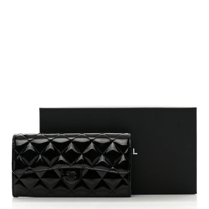 Chanel Patent Quilted Large Gusset Flap Wallet So Black 9 of 9