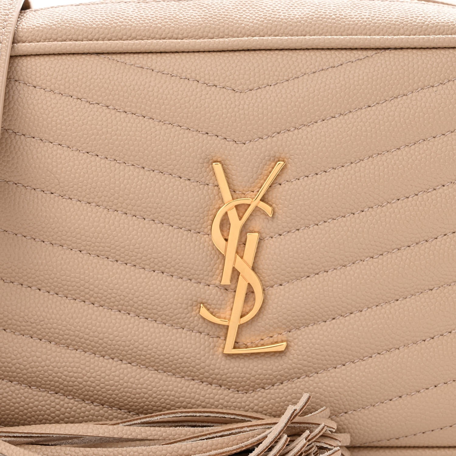 Saint Laurent Grain De Poudre Matelasse Monogram Mini Lou Camera Bag Dark Latte 8 of 9