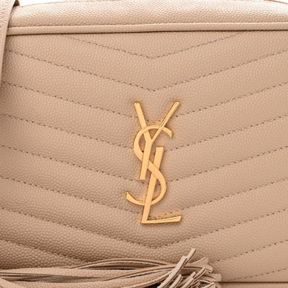 Saint Laurent Grain De Poudre Matelasse Monogram Mini Lou Camera Bag Dark Latte 8 of 9