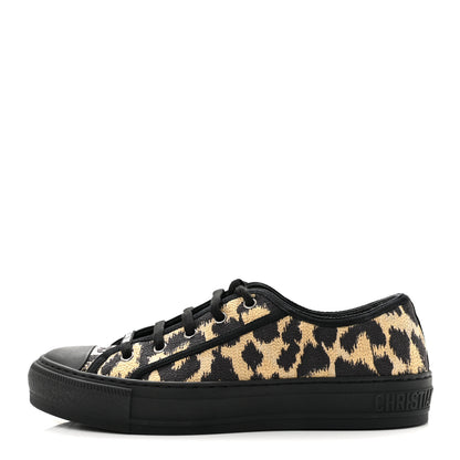 Christian Dior Canvas Leopard Print Embroidered Womens Walk'N'Dior Low Top Sneakers 39.5 Natural 2 of 18