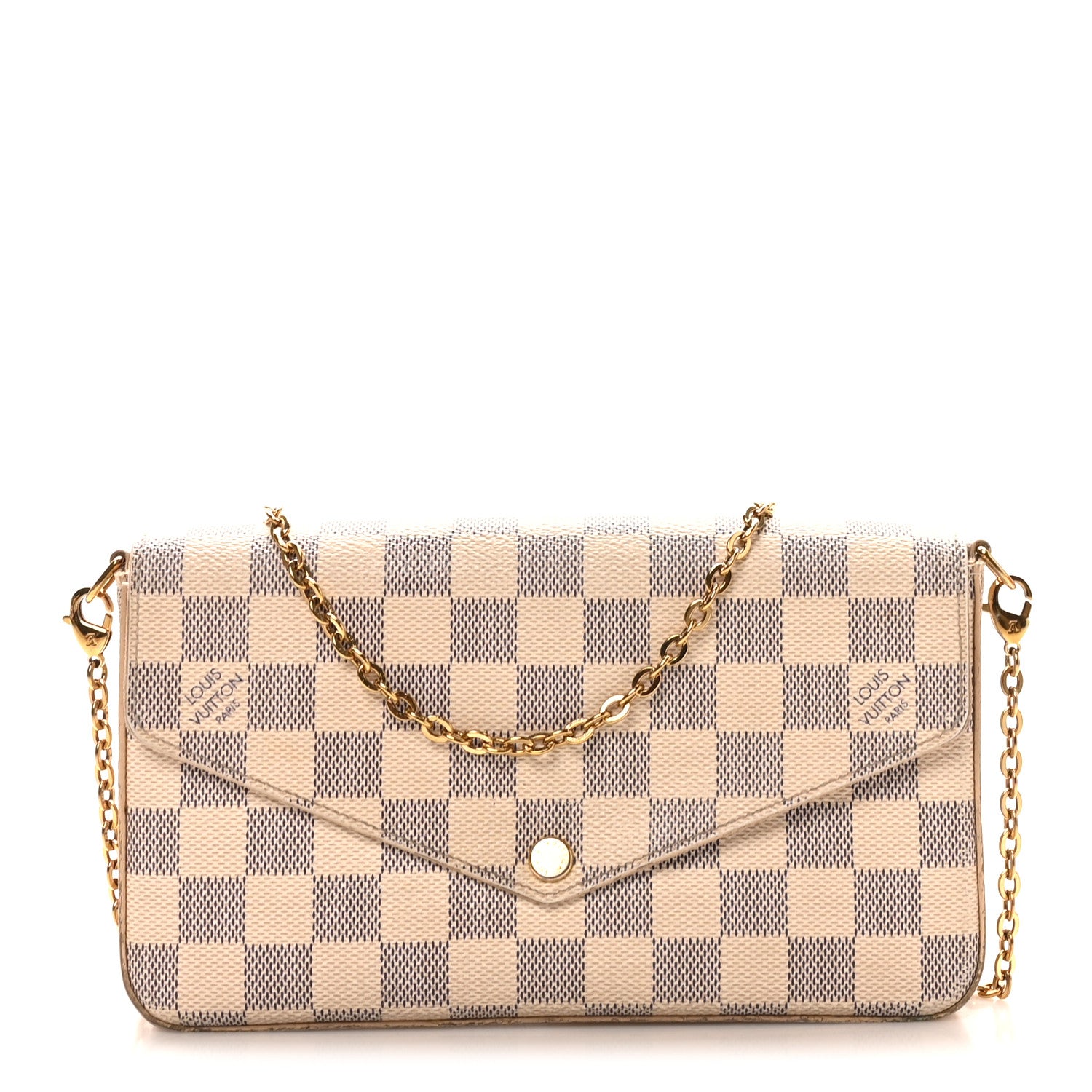 Louis Vuitton Damier Azur Pochette Felicie Chain Wallet Rose Ballerine 1 of 11
