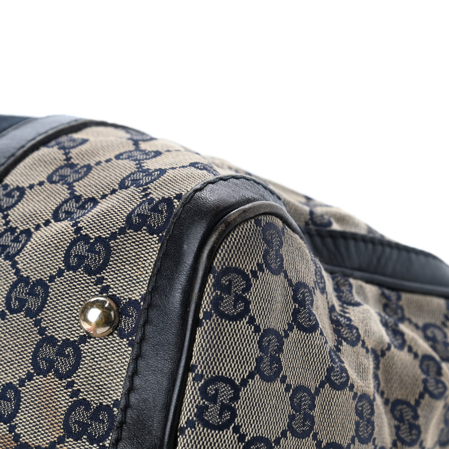 Monogram Selleria Calfskin Vintage Web Medium Boston Beige Blue