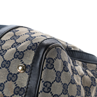 Gucci Monogram Selleria Calfskin Vintage Web Medium Boston Beige Blue 10 of 12