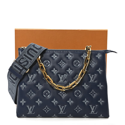 Louis Vuitton Lambskin Embossed Monogram Coussin PM Denim Blue 10 of 10