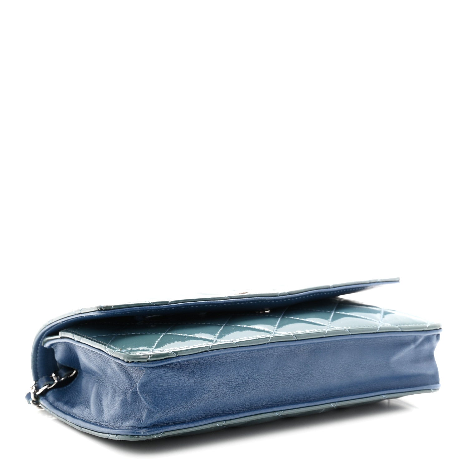 Chanel Patent Quilted Brilliant Wallet On Chain WOC Blue 4 of 12