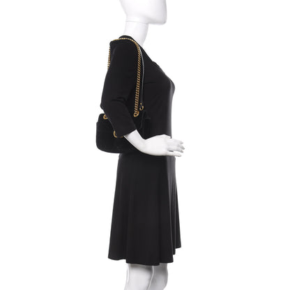 Gucci Velvet Matelasse Mini GG Marmont Shoulder Bag Black 2 of 10