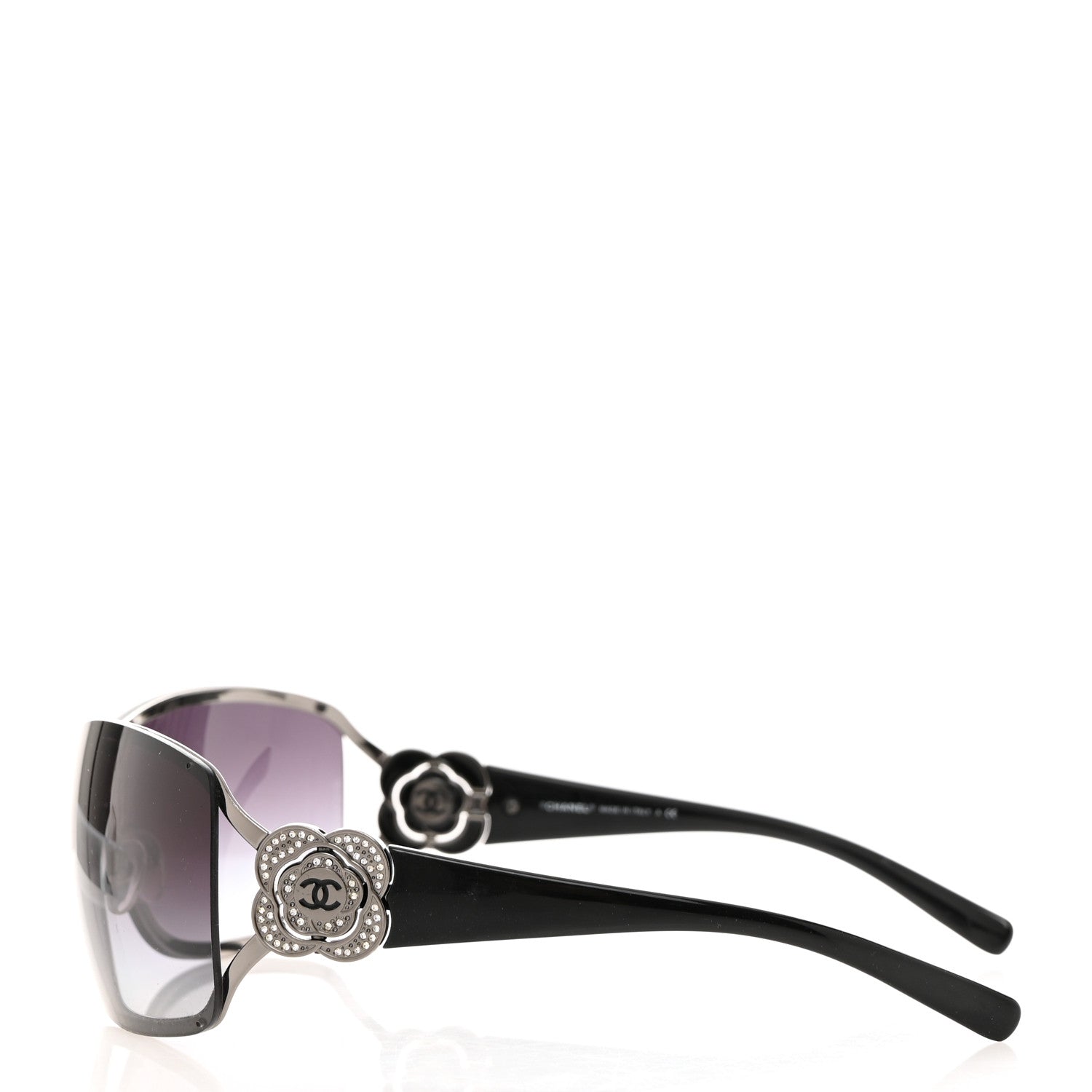 Chanel Swarovski Crystal Camellia CC Sunglasses 4164-B Black 3 of 7