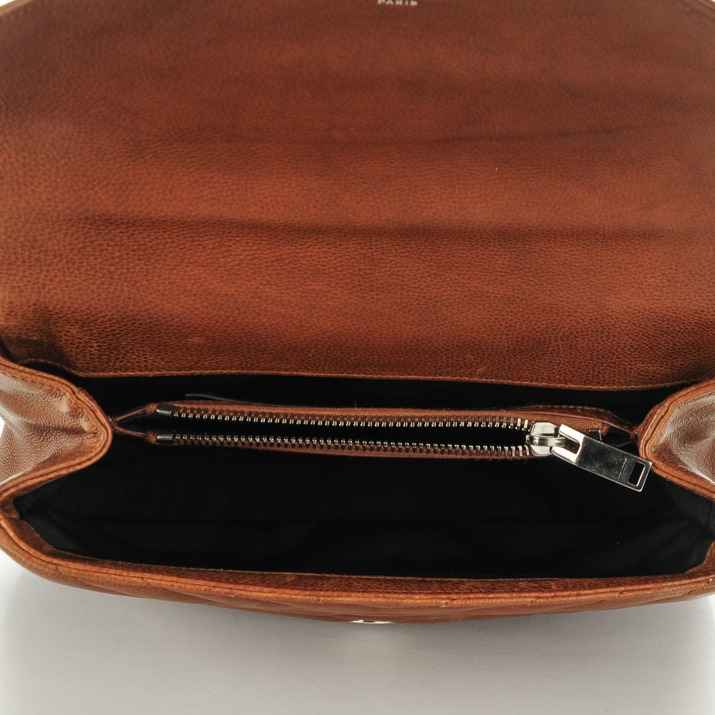 Calfskin Matelasse Chevron Monogram Medium College Bag Cognac