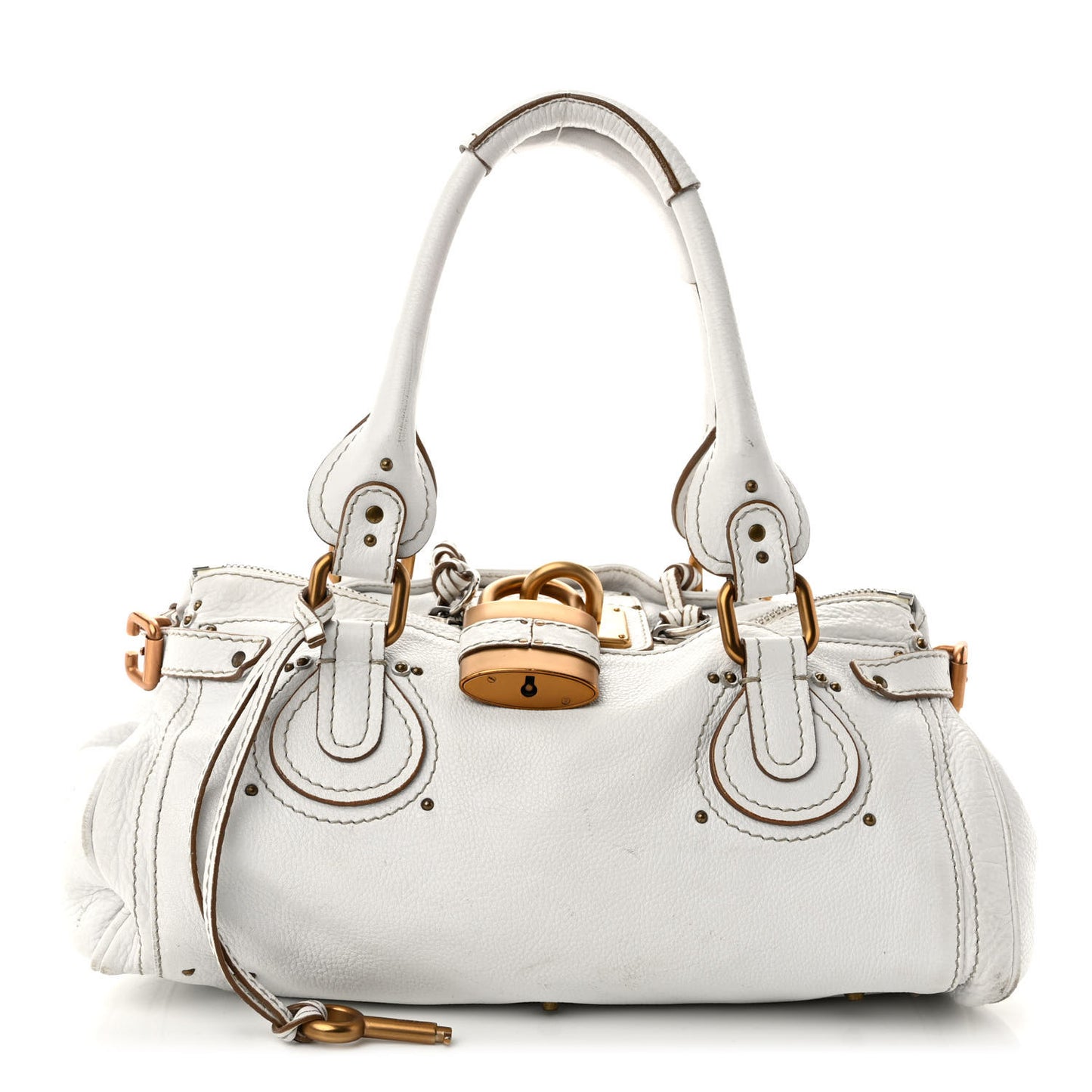 Calfskin Medium Paddington Satchel White