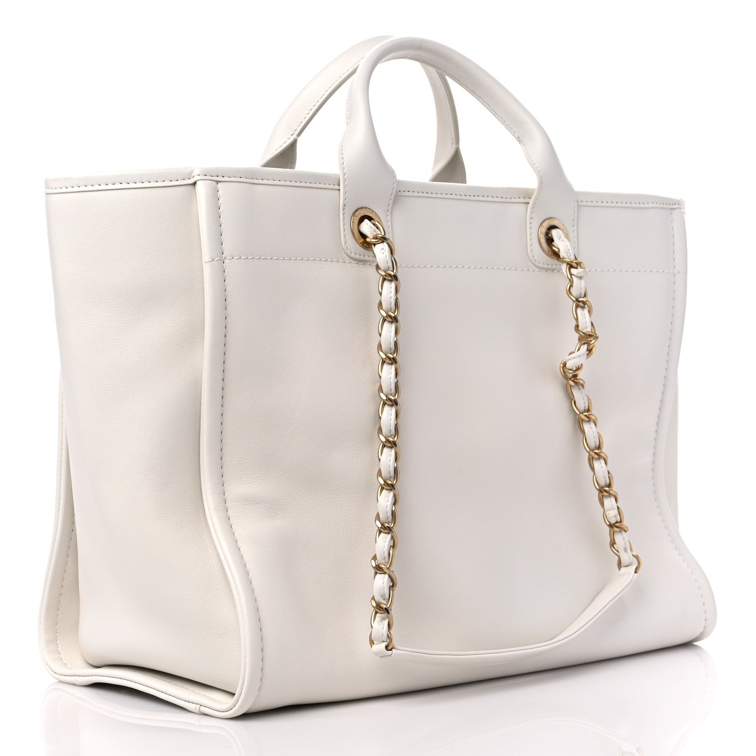 Chanel Calfskin Medium Deauville Tote White Multicolor 3 of 11