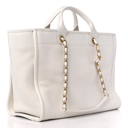 Chanel Calfskin Medium Deauville Tote White Multicolor 3 of 11