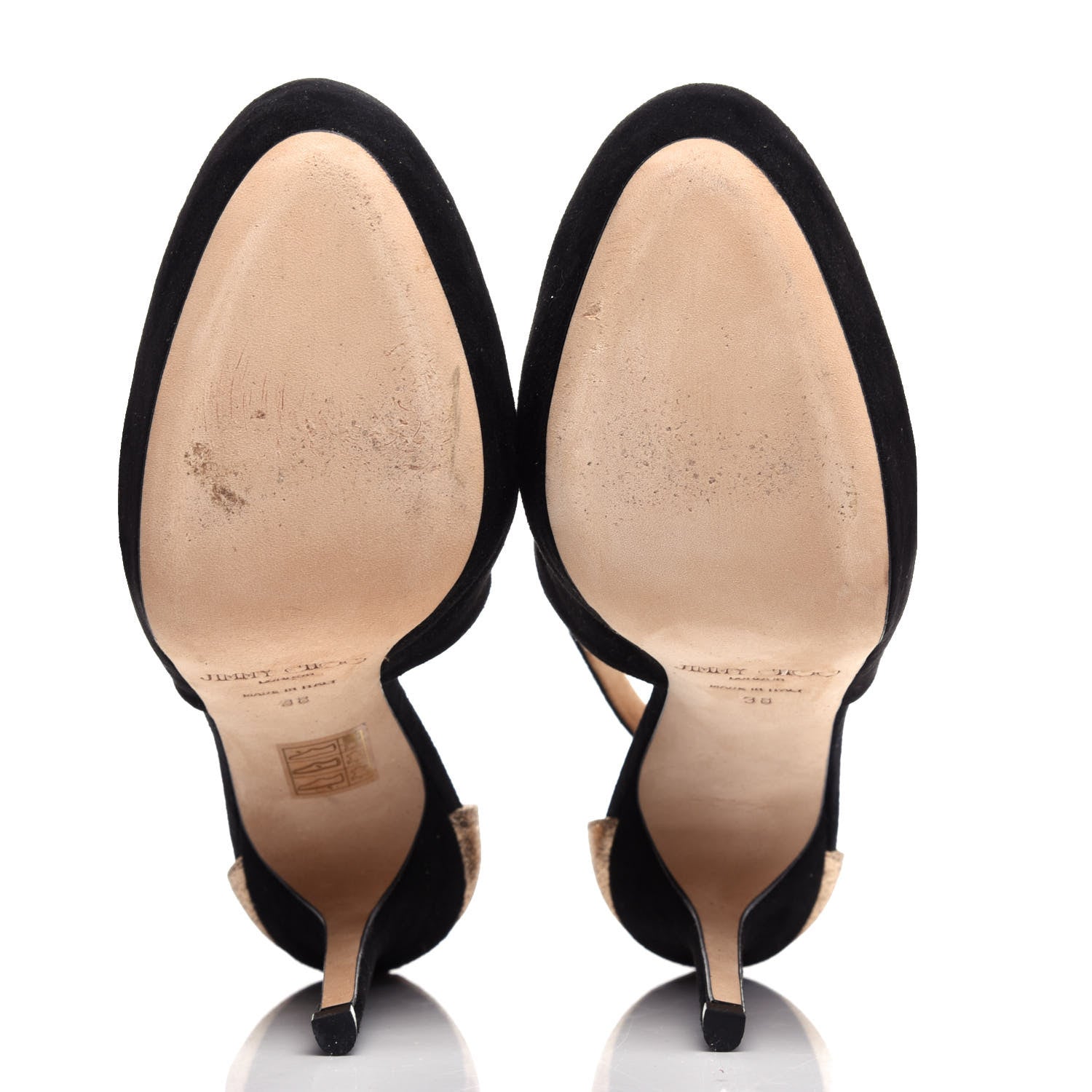 Jimmy Choo Suede Glitter Tulip Pumps 38 Black Nude 6 of 10