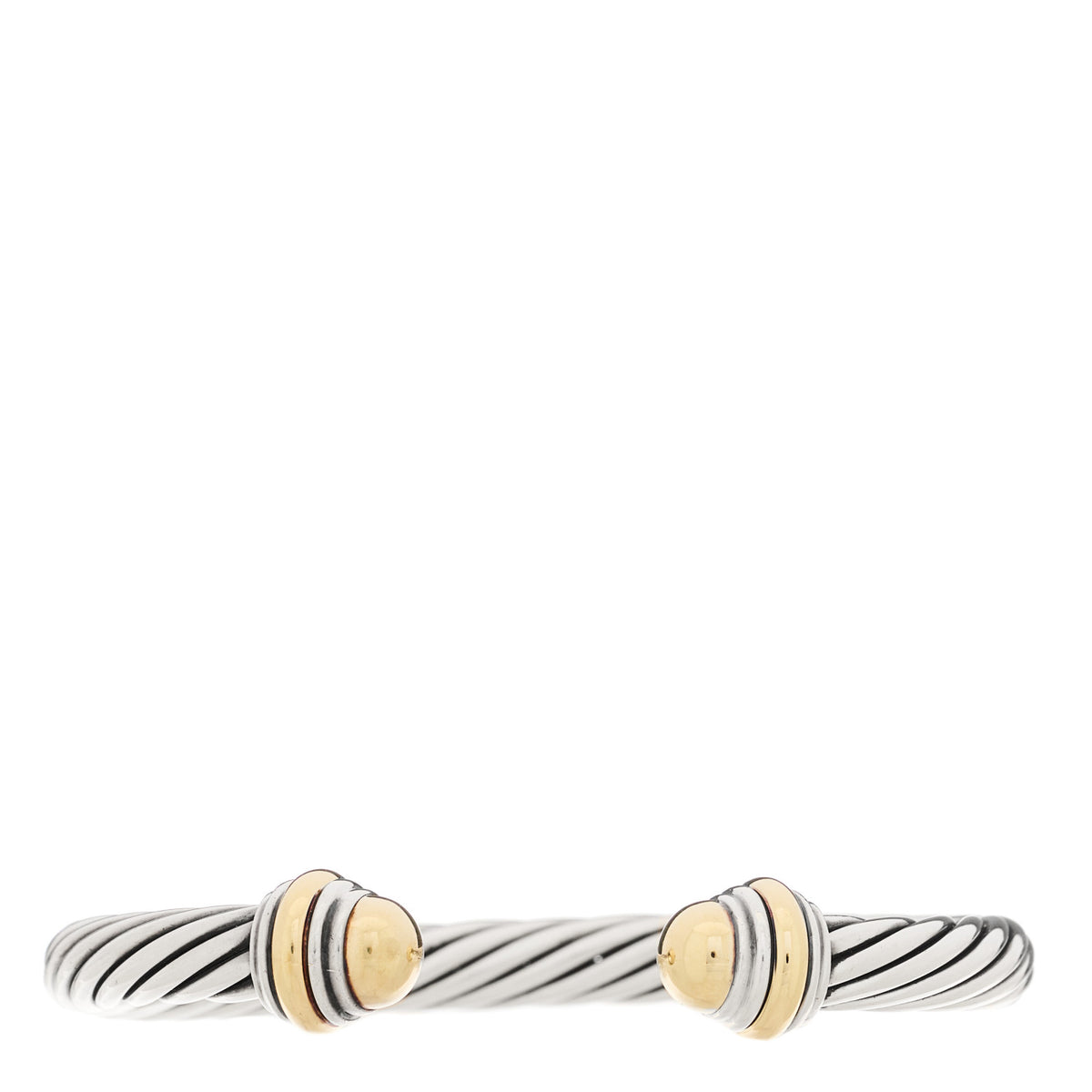 Sterling Silver 14K Yellow Gold 7mm Cable Classics Dome Bracelet