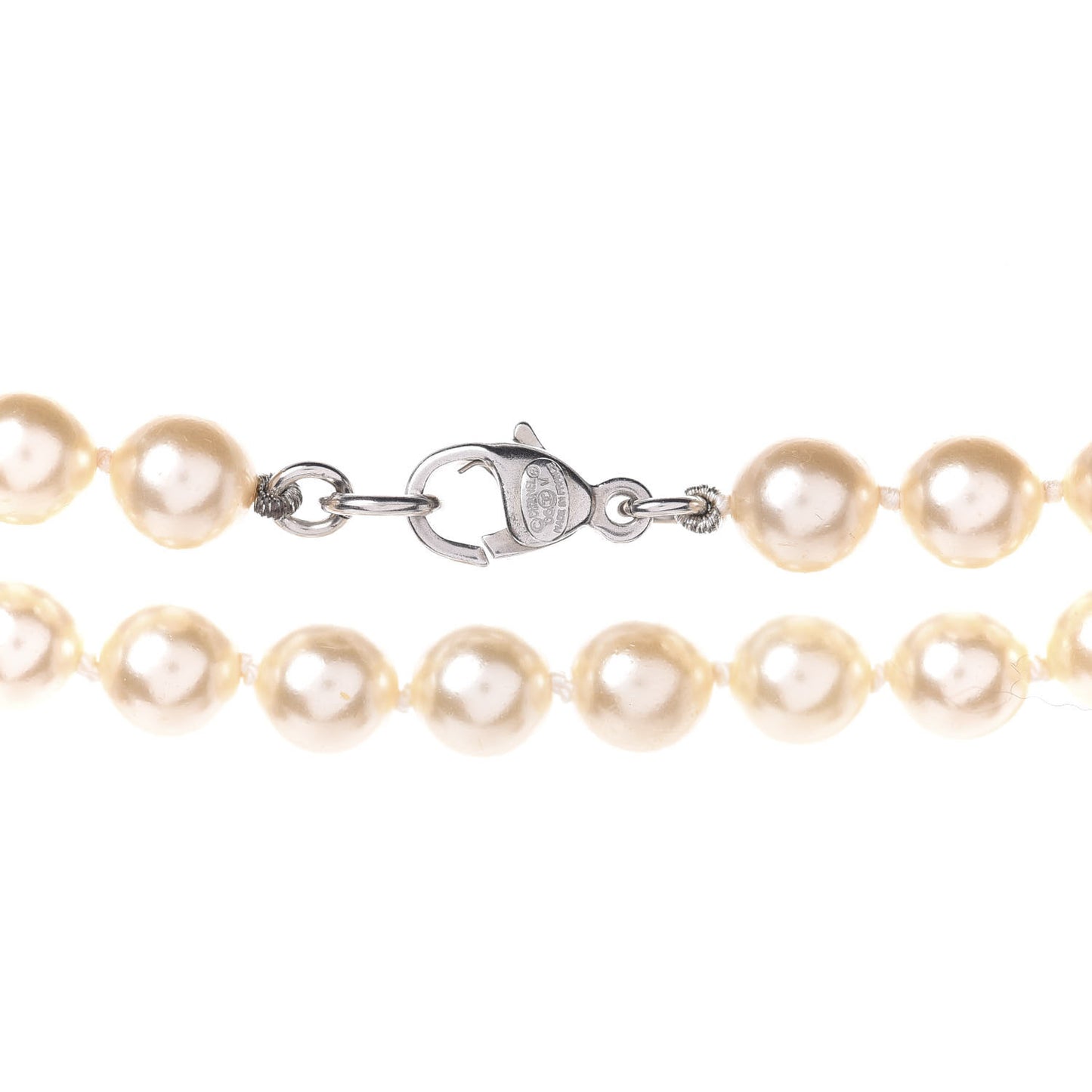 Crystal Pearl CC Long Necklace White