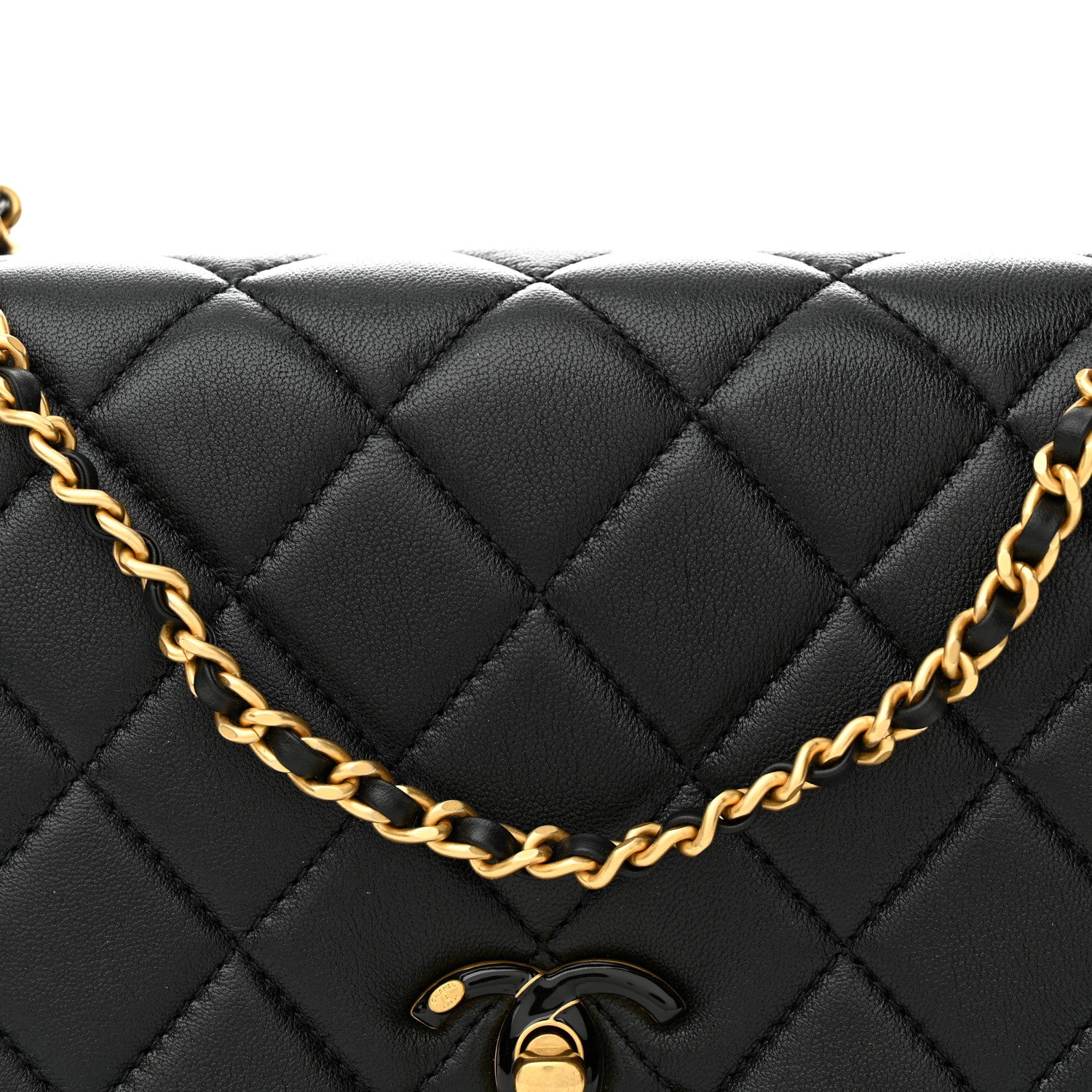 Chanel Shiny Lambskin Quilted Enamel CC Small Flap Black 9 of 11