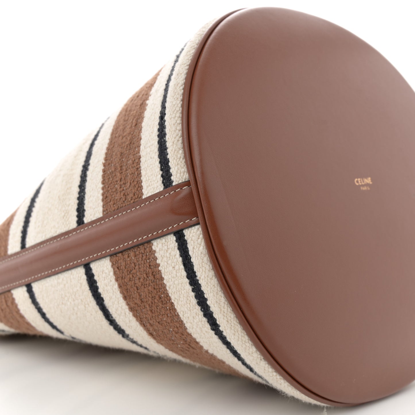 Canvas Smooth Calfskin Logo Bucket 16 Bag Brown Off White Tan