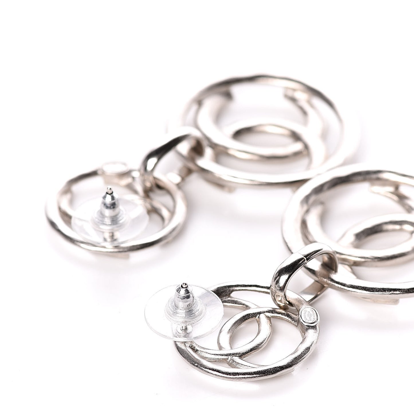 CC Hoop Drop Earrings Silver