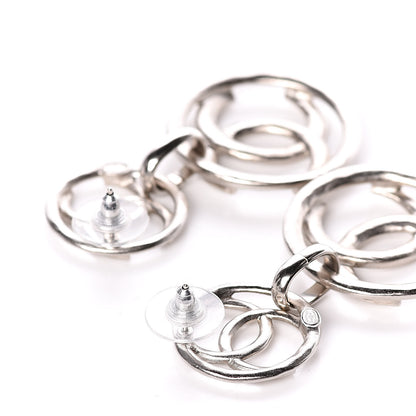Chanel CC Hoop Drop Earrings Silver 3 of 5
