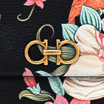 Salvatore Ferragamo Floral Printed Hammered Calfskin Gancini Minibag Multicolor Black 10 of 13
