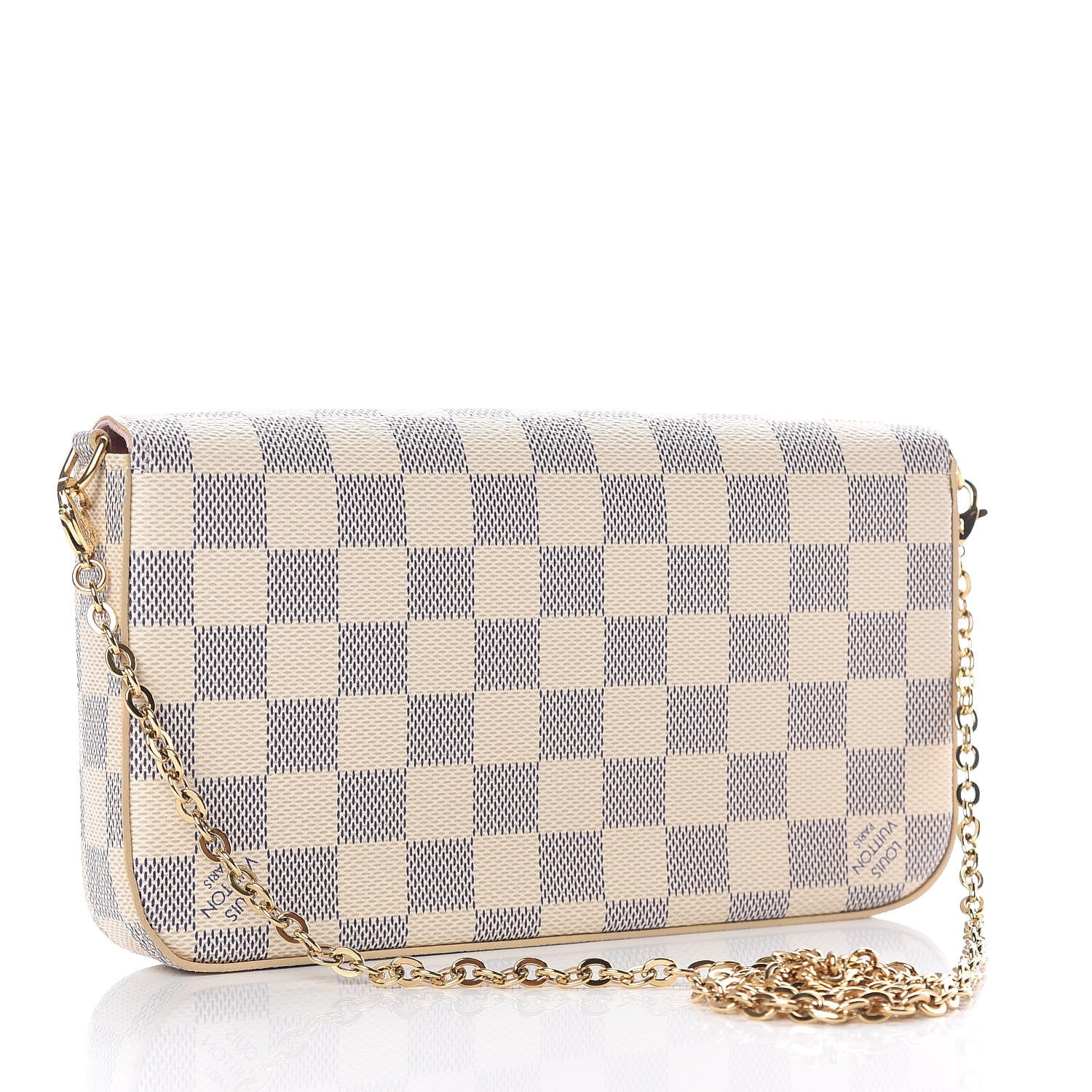 Louis Vuitton Damier Azur Pochette Felicie Chain Wallet Rose Ballerine 4 of 12