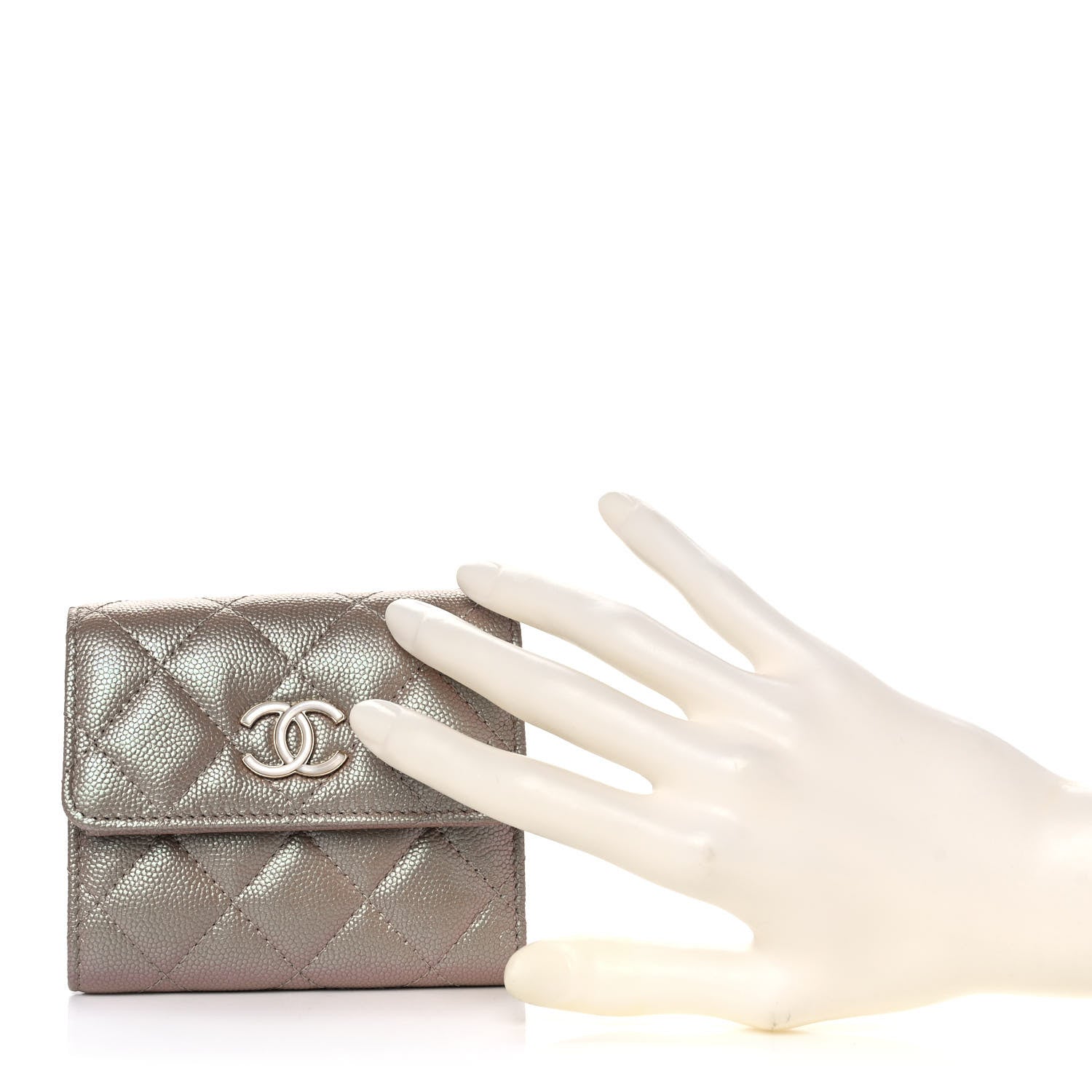 Chanel Iridescent Caviar Quilted Small Flap Wallet Beige 2 of 11