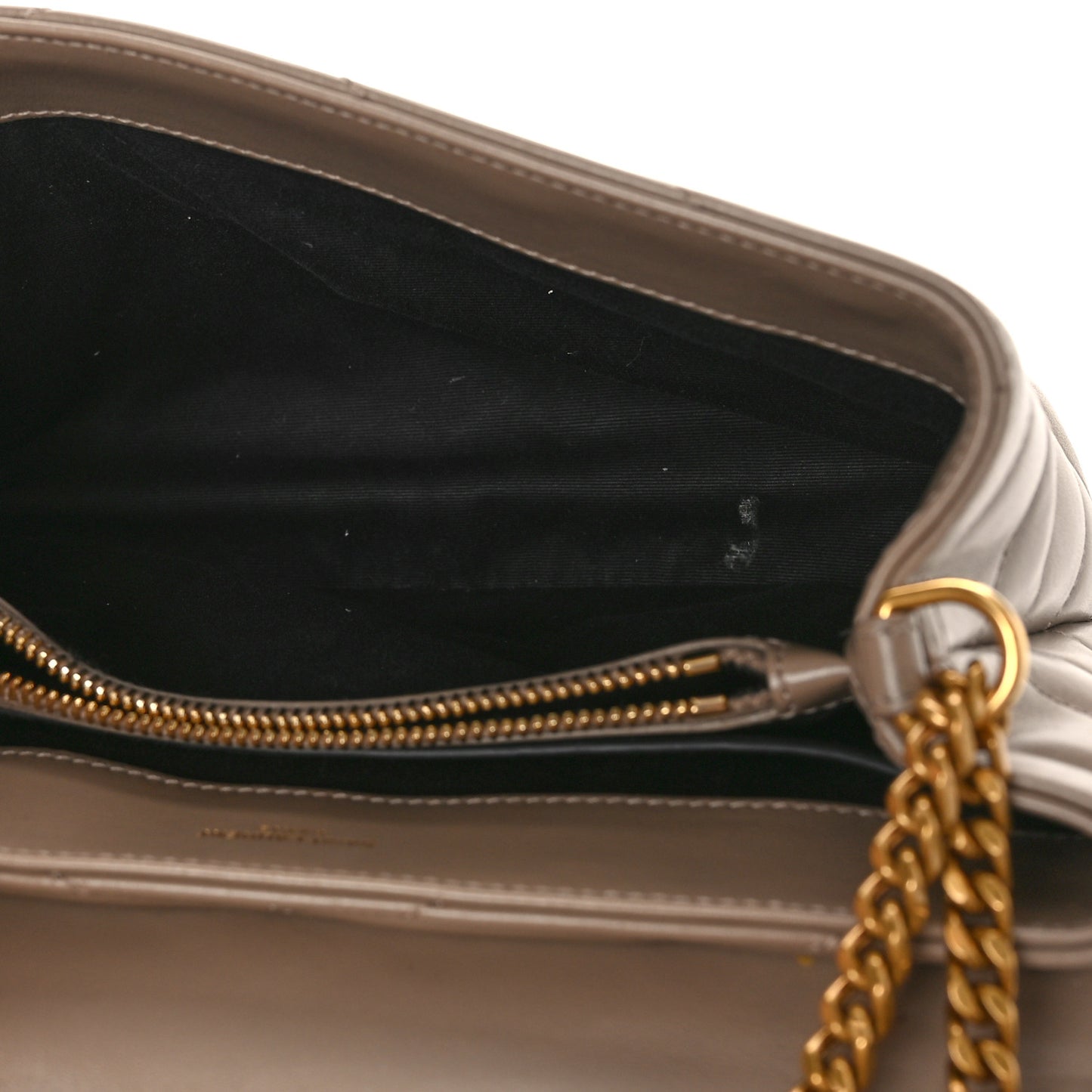 Calfskin Y Quilted Monogram Small Loulou Chain Satchel Dark Beige