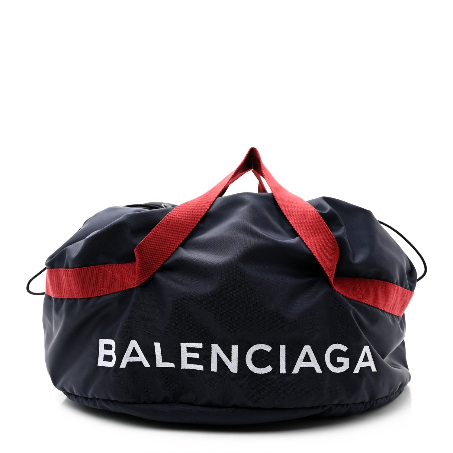 Balenciaga Textured Sport Nylon Logo Embroidered S Wheel Gym Bag Bleu Navy Rouge 1 of 11