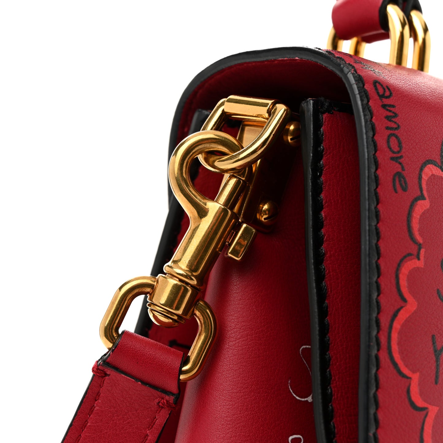 Calfskin Medium Graffiti Printed Welcome Satchel Rosso Multicolor
