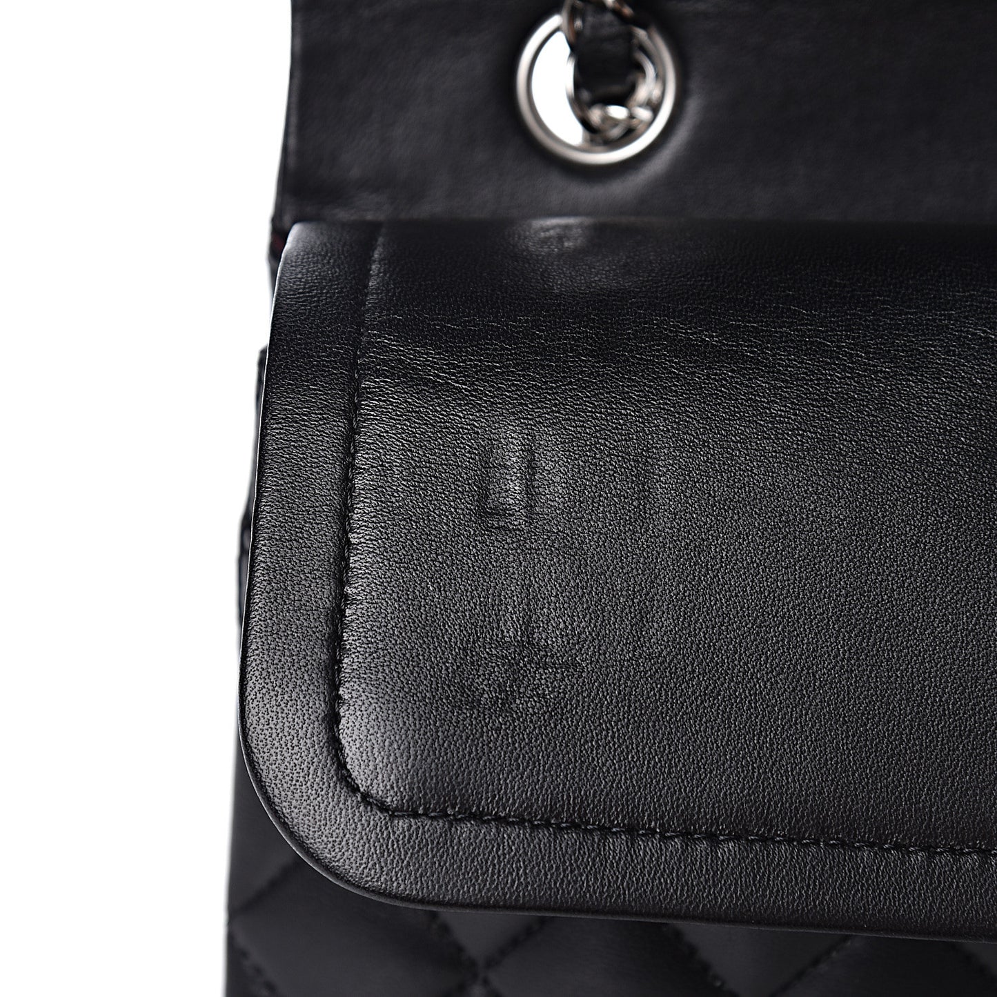 Lambskin Quilted Medium Double Flap Black