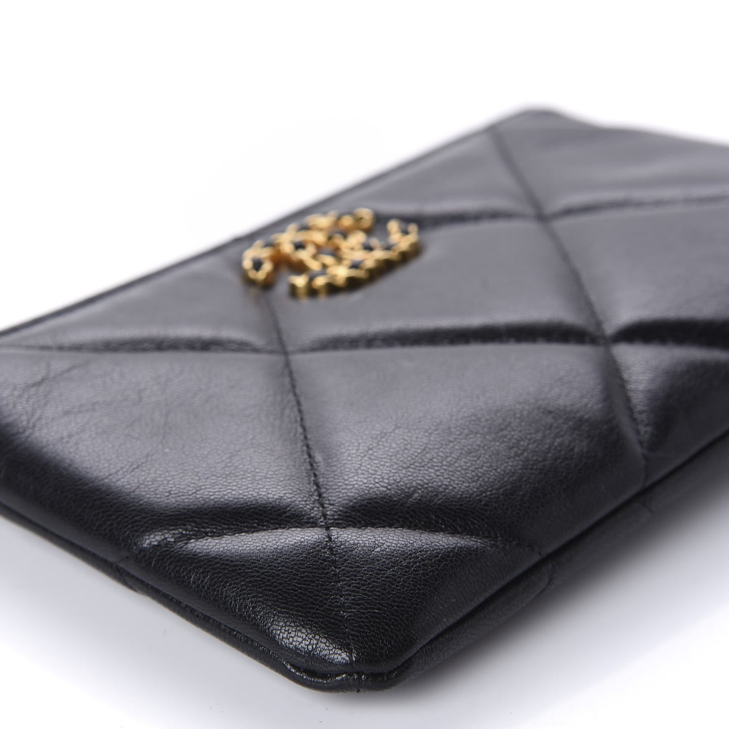 Goatskin Quilted Chanel 19 Cosmetic Case Black