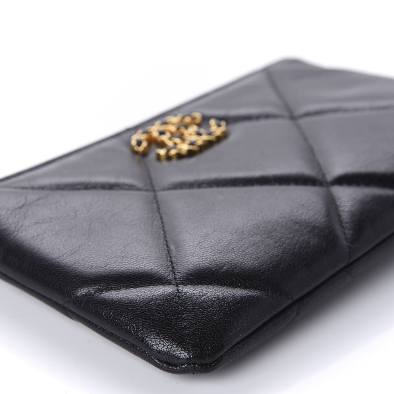 Chanel Goatskin Quilted Chanel 19 Cosmetic Case Black 6 of 10