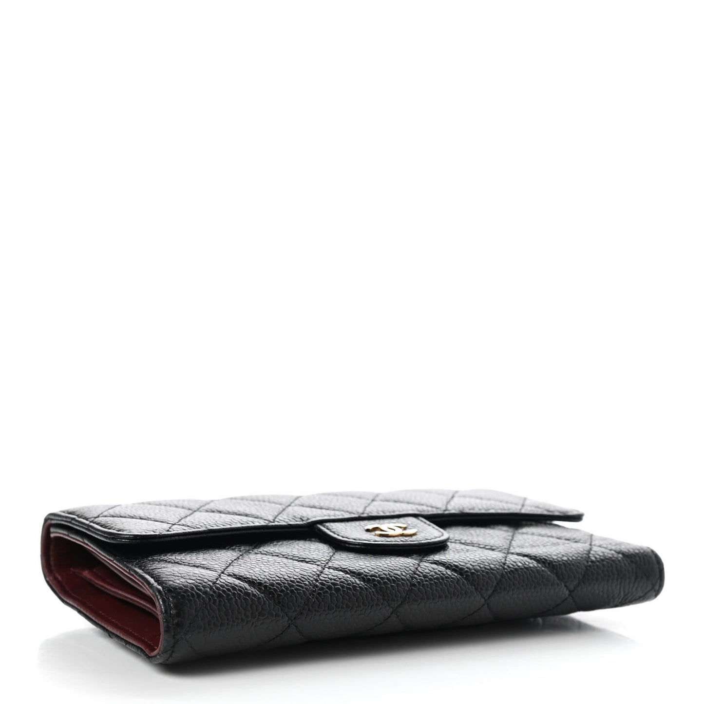 Caviar Quilted Large Flap Wallet Black
