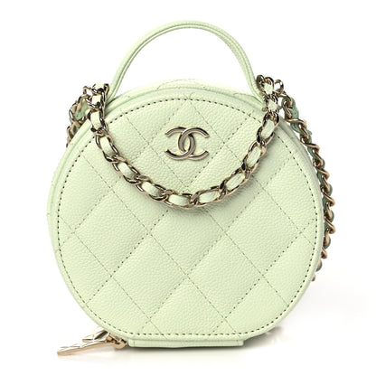 Chanel Caviar Quilted Round Handle With Care Vanity With Chain Light Green 1 of 10