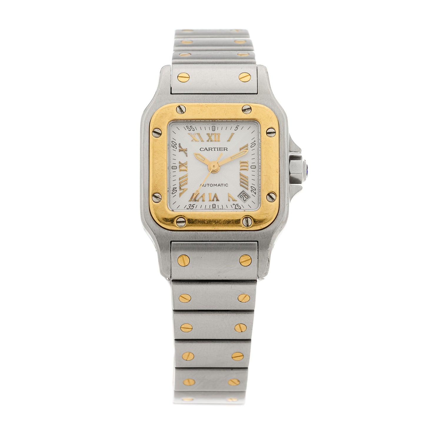 Stainless Steel 18K Yellow Gold 24mm Santos De Cartier Galbee Automatic Watch