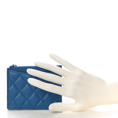 Chanel Caviar Quilted CC Zip Card Holder Blue 2 of 11