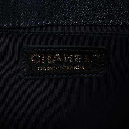 Chanel Tweed Denim Medium Boy Flap Navy Blue 6 of 10
