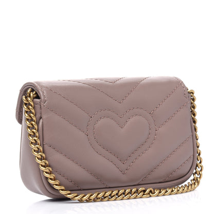Gucci Calfskin Matelasse Heart GG Marmont 2.0 Coin Purse On A Chain Porcelain Rose 3 of 4