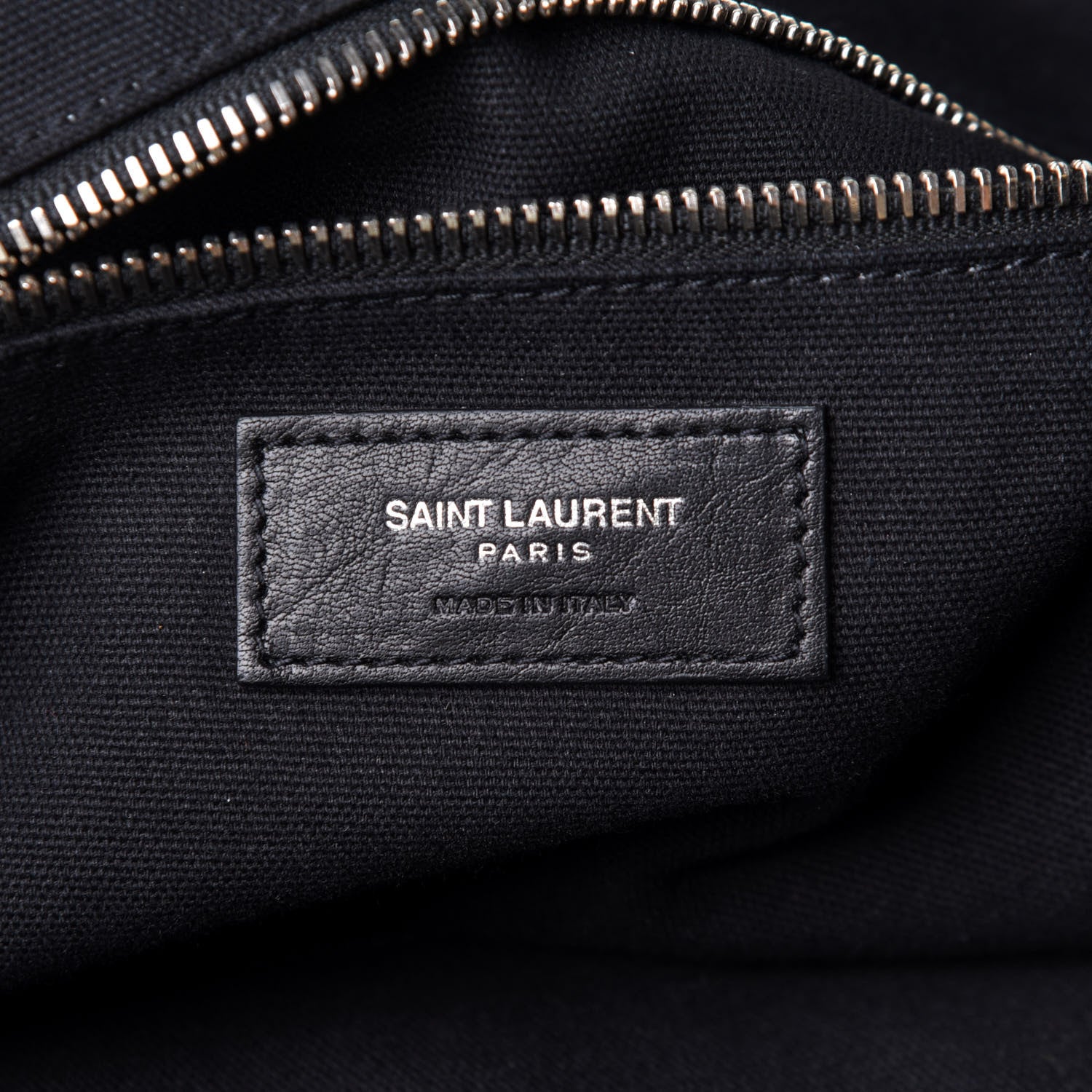 Saint Laurent Calfskin Crocodile Embossed Large Convertible ID Bag Black 8 of 10