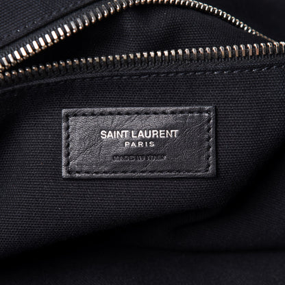 Saint Laurent Calfskin Crocodile Embossed Large Convertible ID Bag Black 8 of 10
