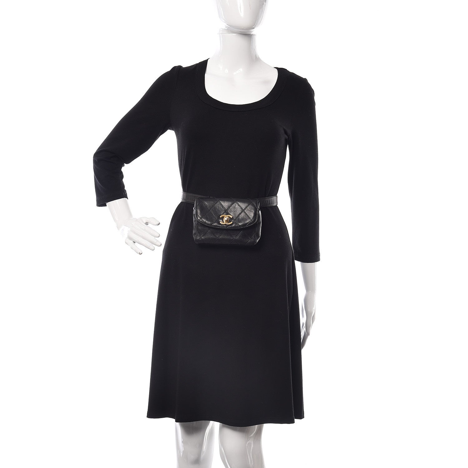 Chanel Lambskin Diamond Stitched Flap Waist Belt Bag 70 28 Black 2 of 12