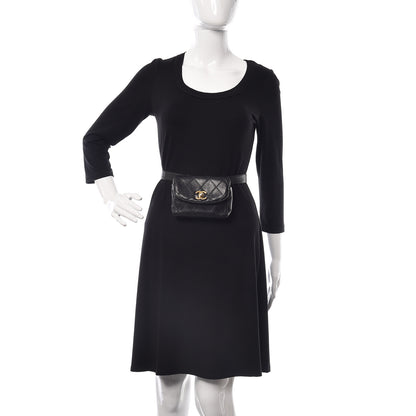 Chanel Lambskin Diamond Stitched Flap Waist Belt Bag 70 28 Black 2 of 12