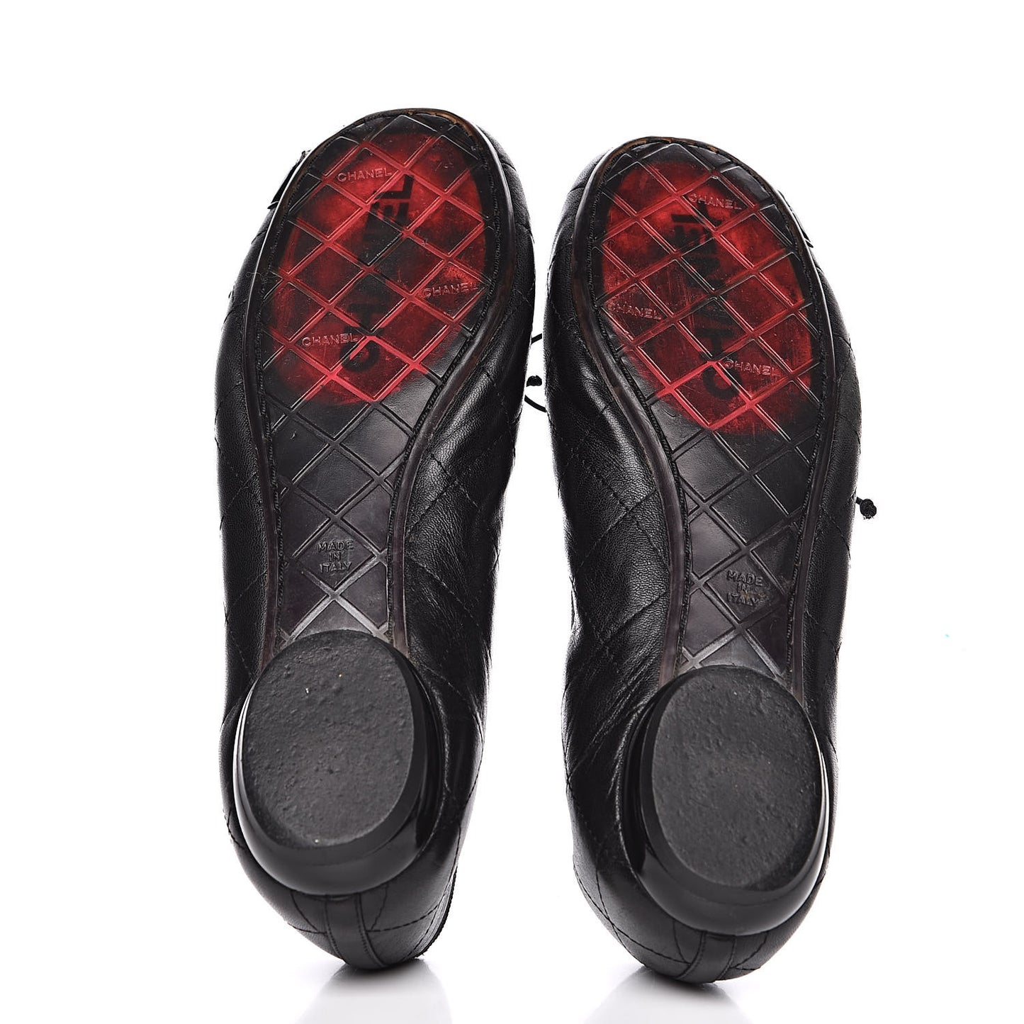 Lambskin Quilted Cambon Ballerina Flats 38 Black