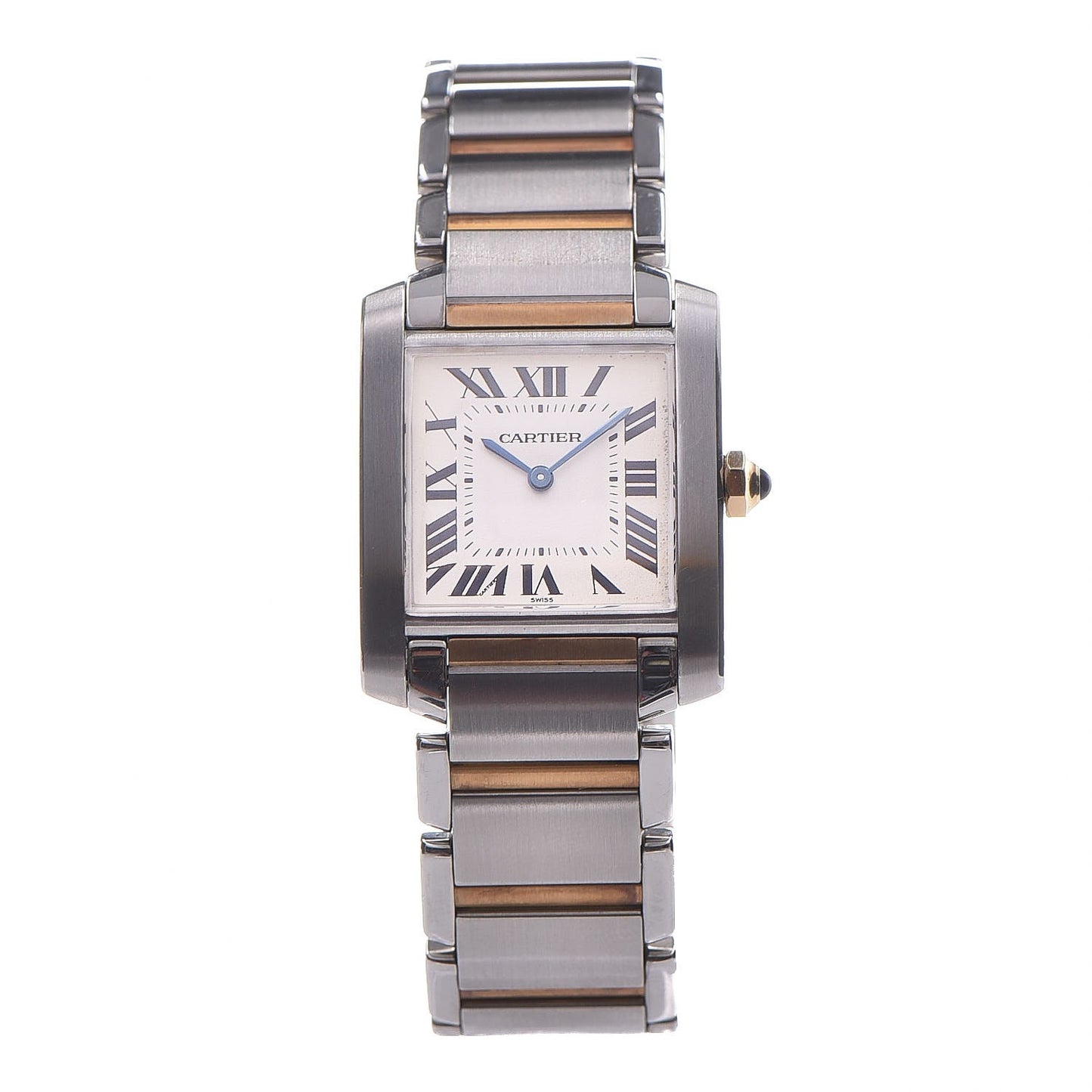 Stainless Steel 18K Yellow Gold 25mm Tank Francaise Quartz Watch