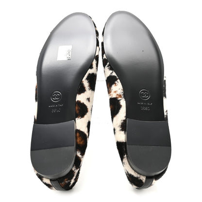 Chanel Pony Hair Cap Toe CC Ballerina Flats 38.5 White Brown Black 6 of 10