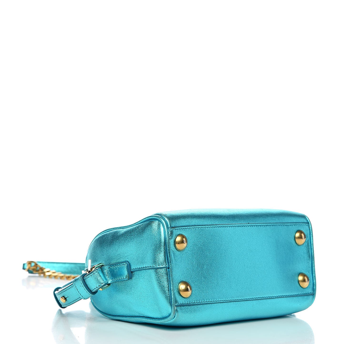 Metallic Lambskin Classic Toy Duffle Blue