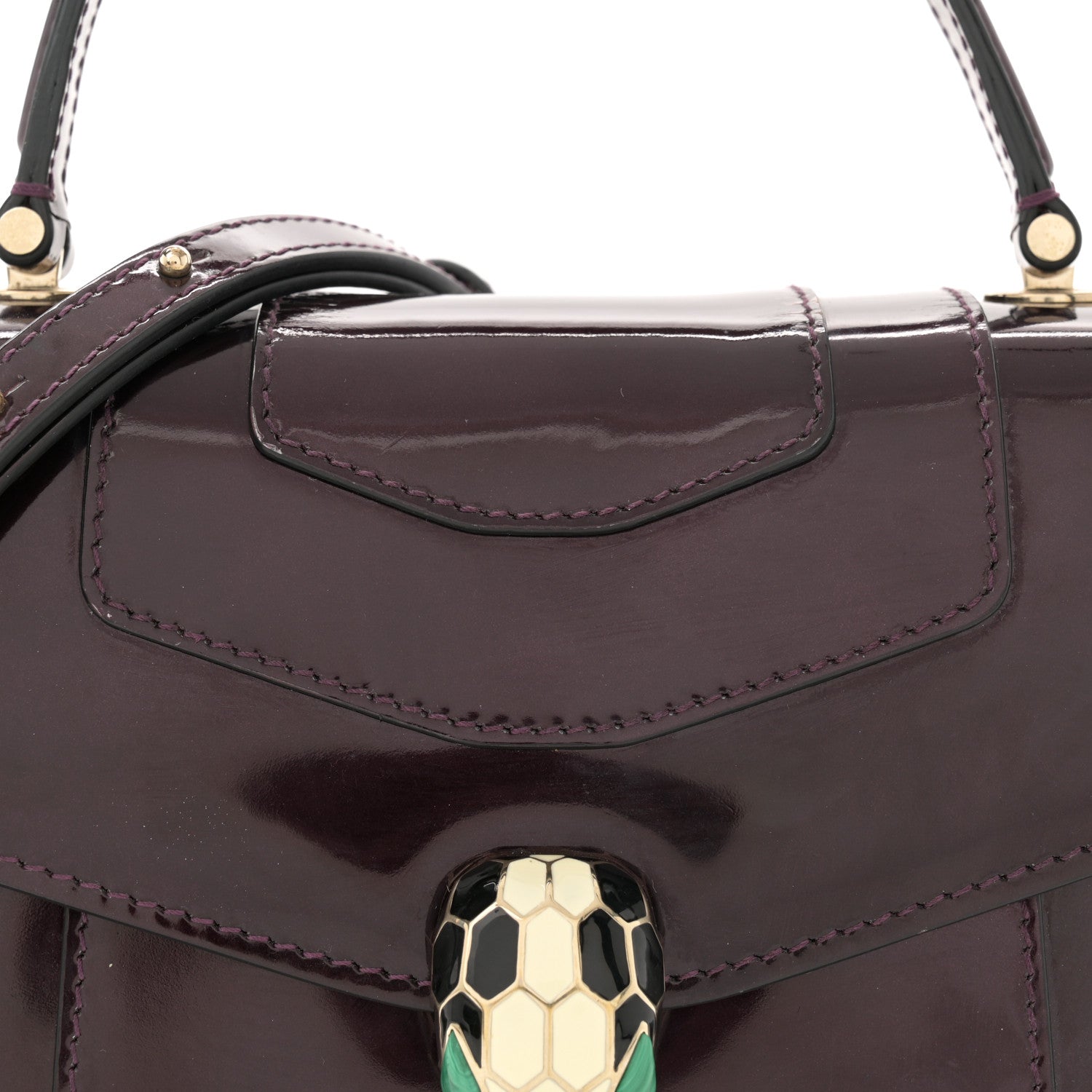 Bulgari Metallic Calfskin Serpenti Forever Top Handle Dark Purple 6 of 10