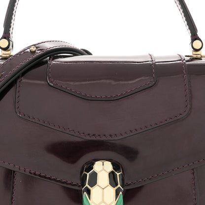 Bulgari Metallic Calfskin Serpenti Forever Top Handle Dark Purple 6 of 10