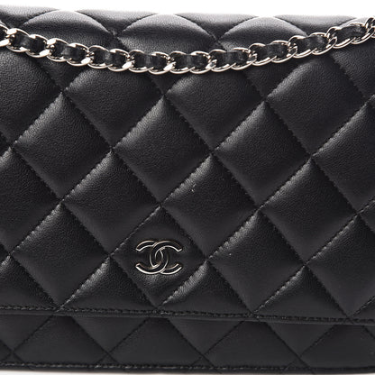 Chanel Lambskin Quilted Wallet On Chain WOC Black 9 of 11